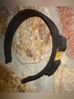 Salvatore Ferragamo Black Headband with Gold Hardware
